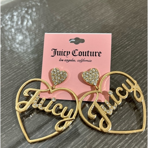 Juicy Couture Signature Logo Heart Shaped Hoop Earrings - Picture 2 of 2